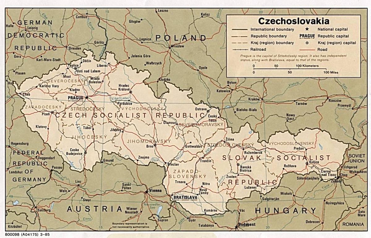地図のチェコスロバキア1918年