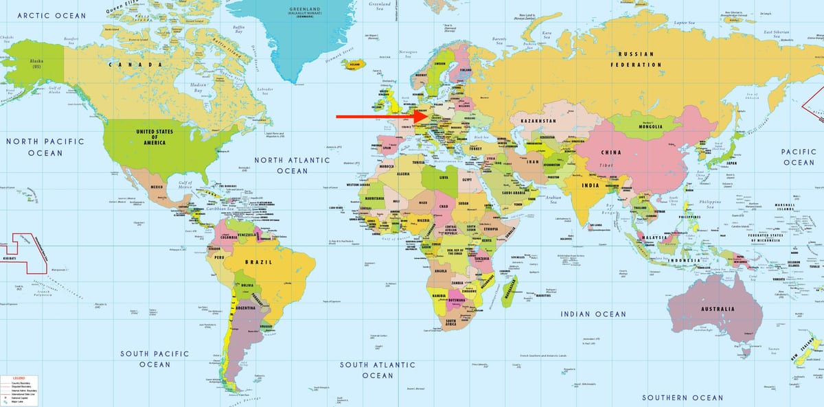 チェコ共和国の世界地図