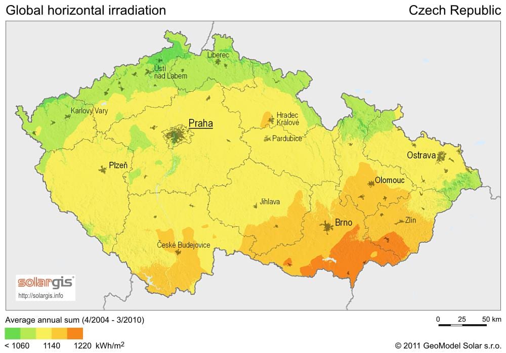 Czechia陽の地図