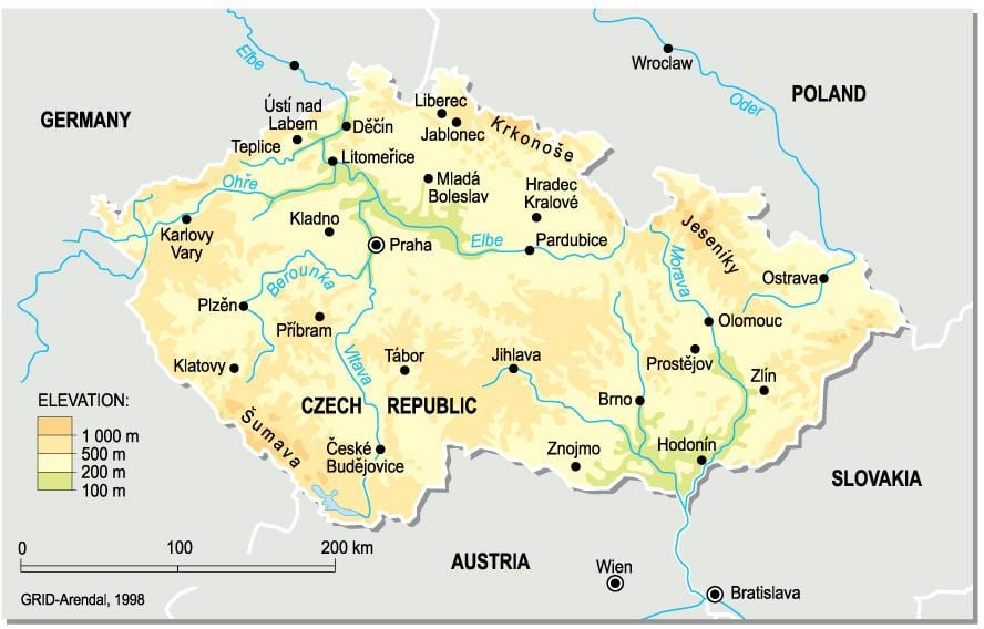 Czechia標高地図