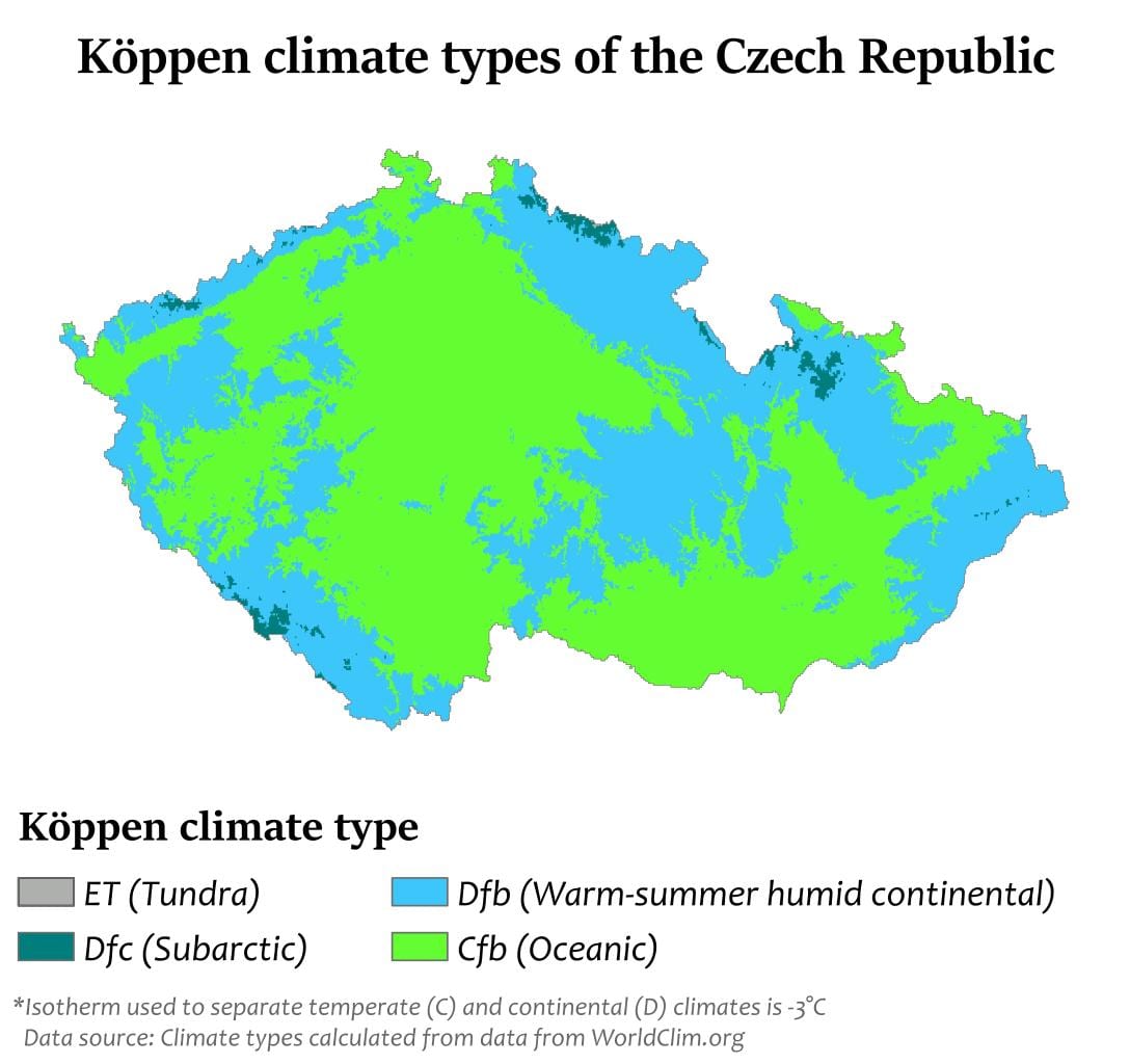 Czechia気候の地図