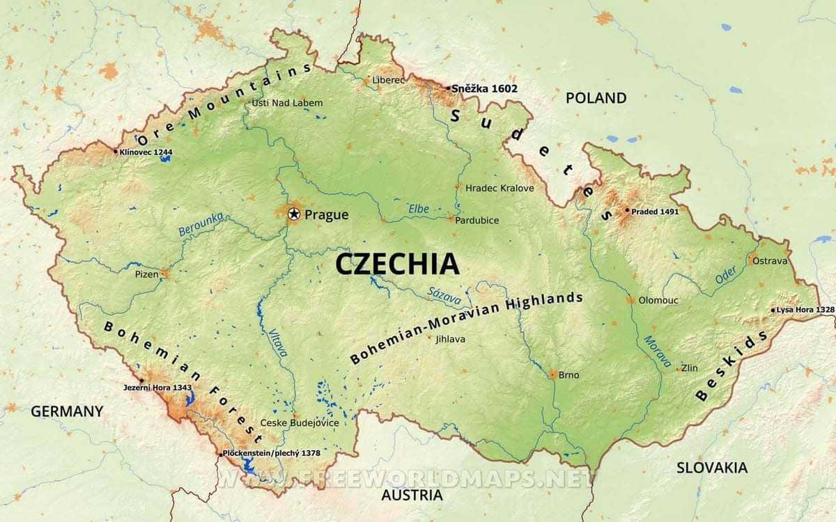 Czechia山の地図