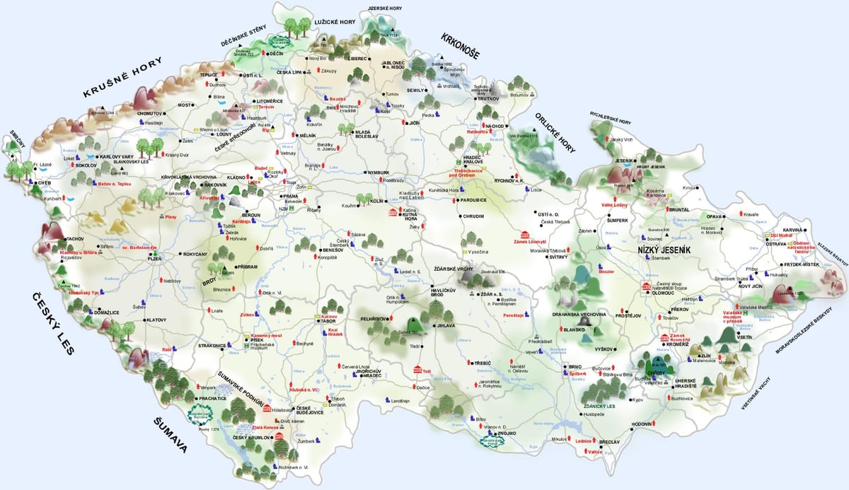 城チェコ共和国-地図