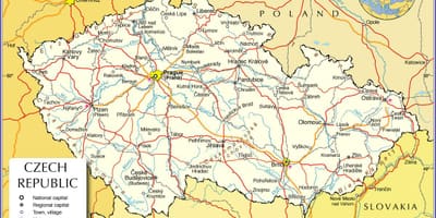 共和国チェコスロバキアの地図