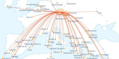 地図のチェコの航空会社ルート